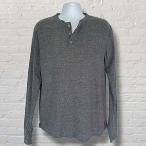 Sportiqe Premium Gray Long Sleeve Henley Shirt Men’s L Soft Lightweight